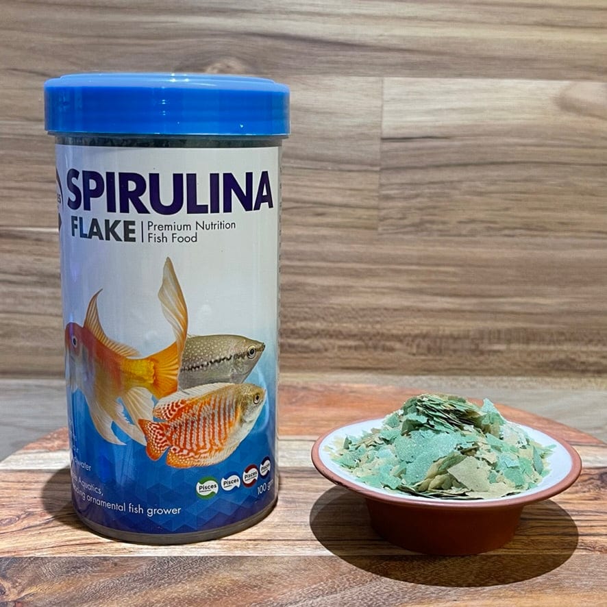 the-fish-farm Fish Food Large - 100g Spirulina Flake Fish Food Pisces Spirulina Flakes Fish Food - The Fish Farm Australia